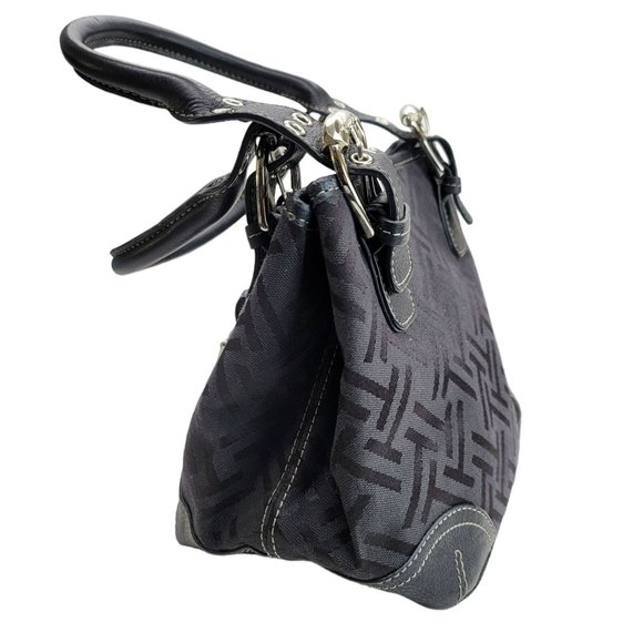 Tignanello Logo Black Purse Handbag Shoulder Bag Silver Hardware PD038 - Picture 4 of 16